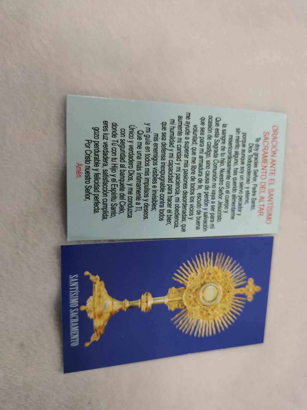 Eucharistic Adoration Spanish Prayer Cards, Pack of 100 | Estampas Adoración Eucarística