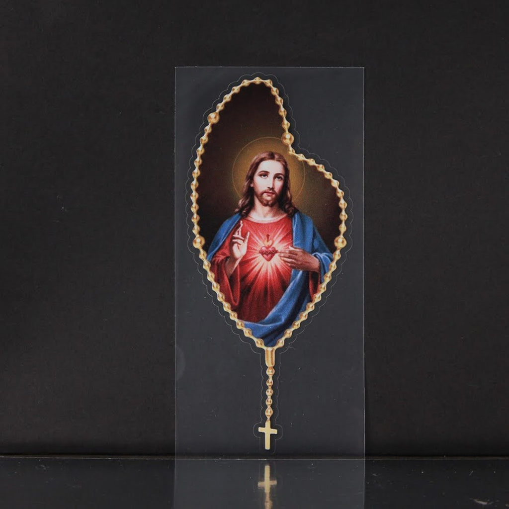 Sacred Heart of Jesus Catholic auto vinyl decal 7 x 3 inches