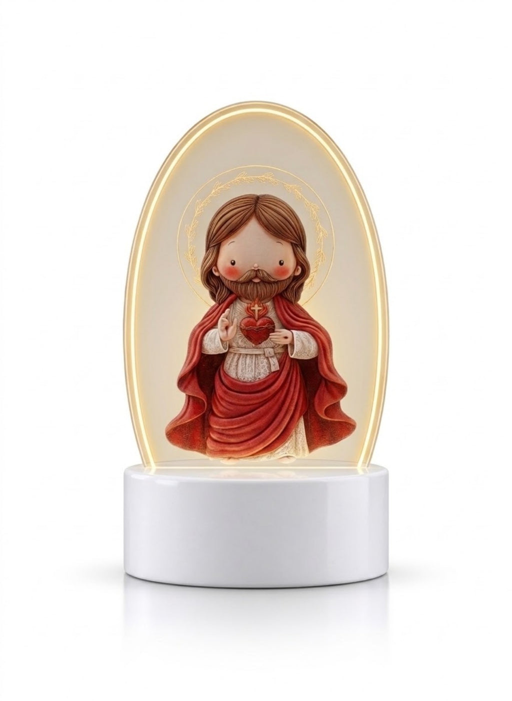 Sacred Heart of Jesus children's style 3D LED night light on white background