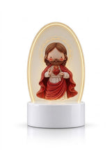 Sacred Heart of Jesus children's style 3D LED night light on white background
