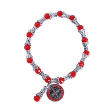 Red Saint Benedict crystal bead elastic stretch Catholic bracelet