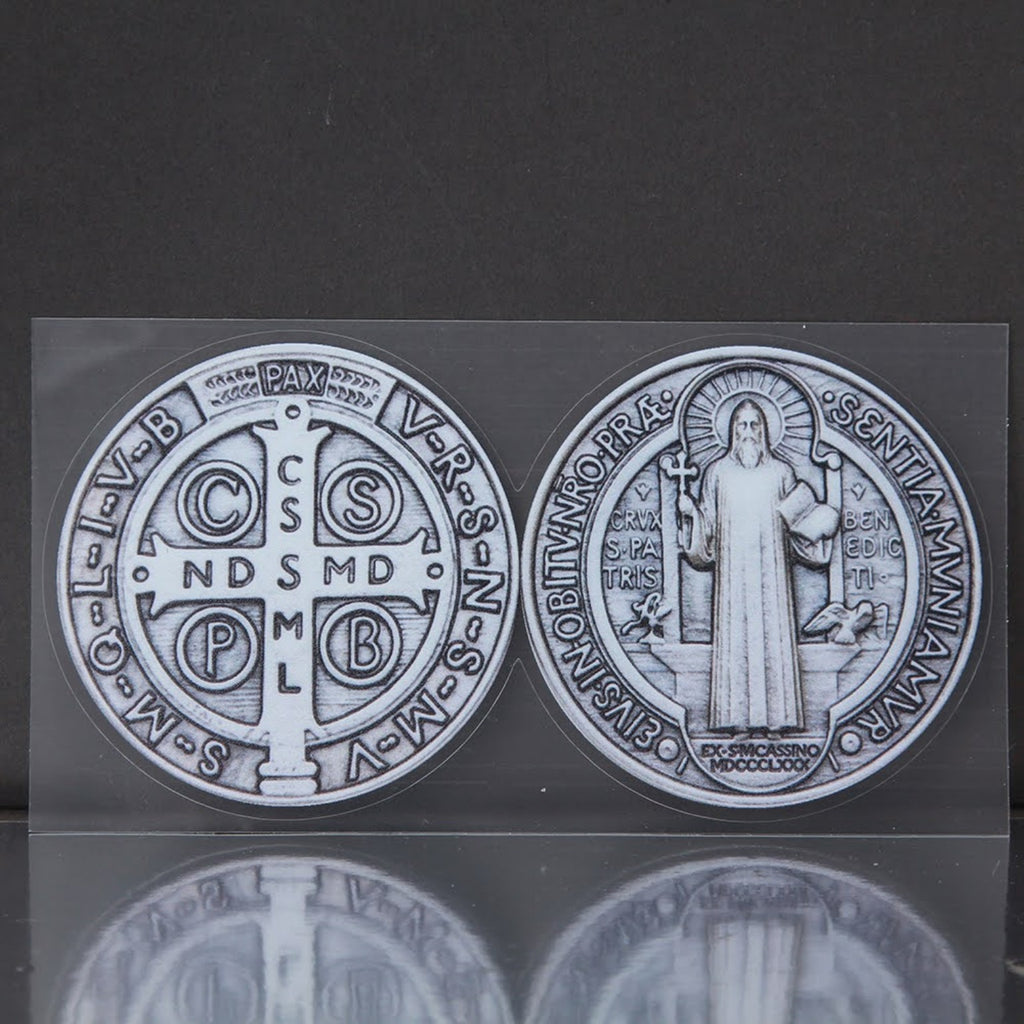 Saint Benedict Medal Catholic auto vinyl decal 7 x 3 inches