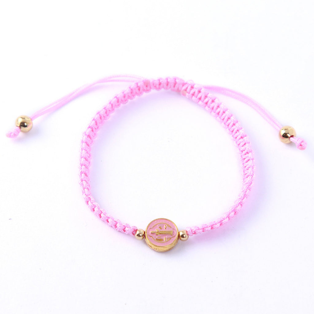 Saint Benedict pink woven cord bracelet alternate view