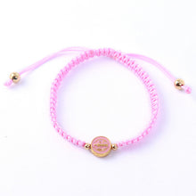 Saint Benedict pink woven cord bracelet alternate view