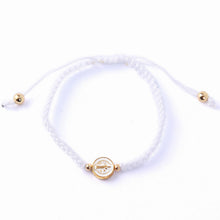 Saint Benedict white woven cord adjustable bracelet reverse side medal