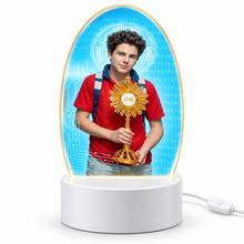 Saint Carlo Acutis 3D LED night light on white background