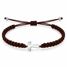 Saint Francis of Assisi dark brown woven cord Tau Cross bracelet