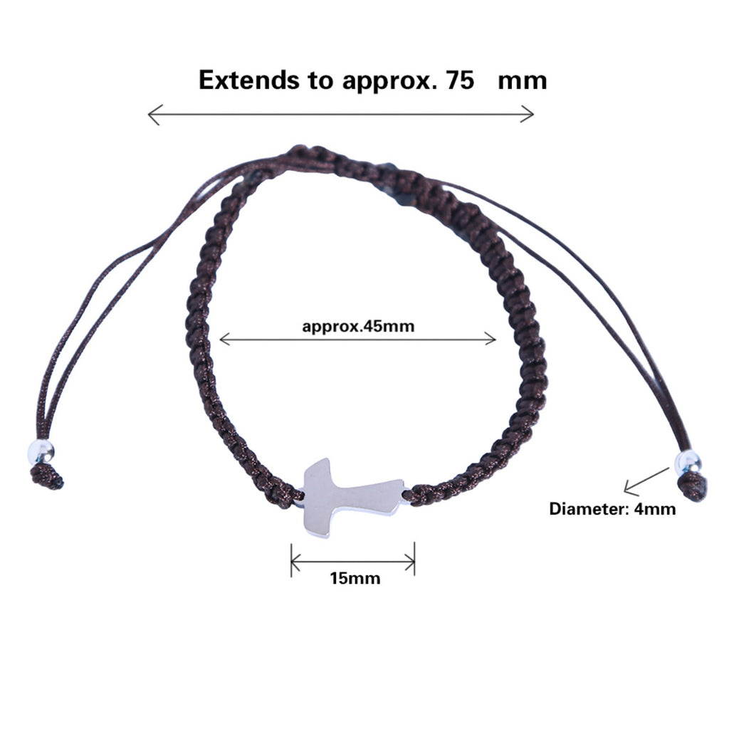 Saint Francis of Assisi Tau Cross brown bracelet measurements