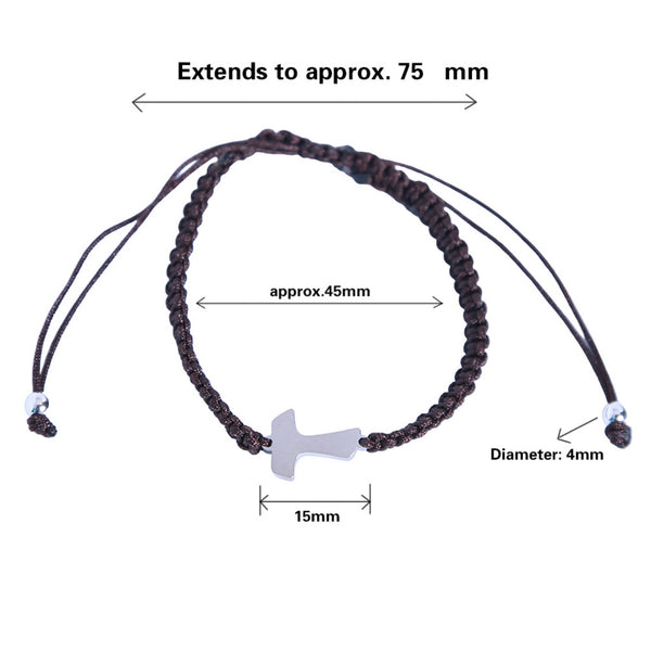 Saint Francis of Assisi Tau Cross brown bracelet measurements