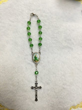 Saint Jude green crystal bead auto rosary