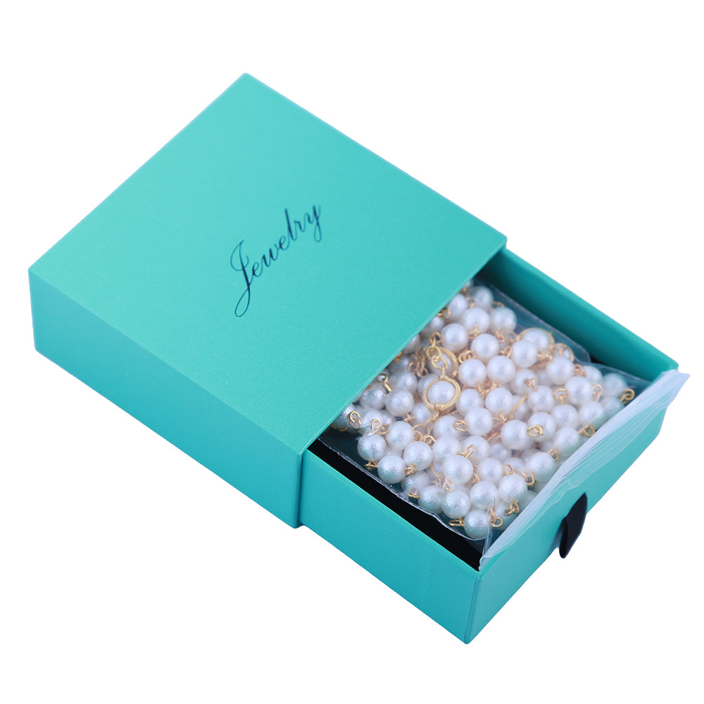 Wedding lasso rosary in turquoise jewelry box