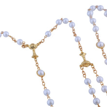 White wedding rosary beads and gold-tone chalice connectors